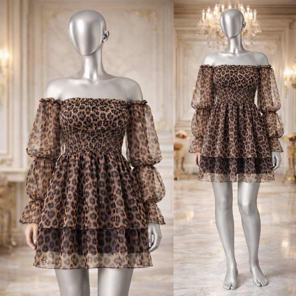 IMG_8095 پیراهن عروسکی پلنگی کد 13603 - Image 1